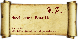 Havlicsek Patrik névjegykártya